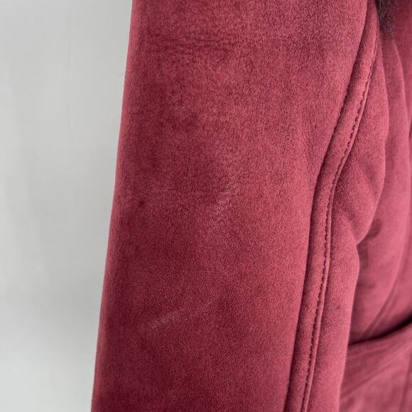 Burberry Burgundy Suede Shearling Haddingcroft Double Breasted Jacket US size 2 - Picture 10 of 16